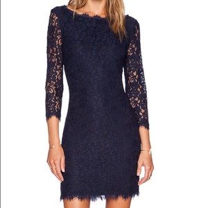 Diane von Furstenberg - lace dress, navy blue